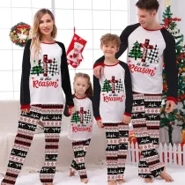 Christmas Matching Family Pajamas Jesus Is The Reason Christmas Trees Seamless Reindeer White Pajamas Set