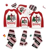 Christmas Matching Family Pajamas Jesus Is The Reason Christmas Trees Seamless Reindeer White Pajamas Set