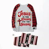 Christmas Matching Family Pajamas Jesus Is The Reason To The Season Seamless Reindeer Gray Pajamas Set