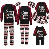 Christmas Matching Family Pajamas Jesus Is The Reason To The Season Seamless Reindeer Black Pajamas Set