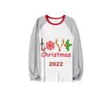 2022 Christmas Matching Family Pajamas Deer Antler Love Slogan White Pajamas Set