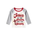 Christmas Matching Family Pajamas Jesus Is The Reason To The Season Seamless Reindeer White Pajamas Set