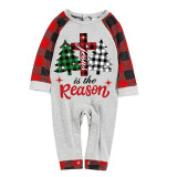 Christmas Matching Family Pajamas Jesus Is The Reason Christmas Trees Seamless Reindeer Gray Pajamas Set