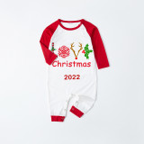 2022 Christmas Matching Family Pajamas Exclusive Design Deer Antler Love Slogan Seamless Reindeer White Pajamas Set