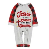 Christmas Matching Family Pajamas Jesus Is The Reason To The Season Seamless Reindeer Gray Pajamas Set
