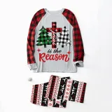 Christmas Matching Family Pajamas Jesus Is The Reason Christmas Trees Seamless Reindeer Gray Pajamas Set