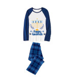 Christmas Matching Family Pajamas Exclusive Design Happy Hanukkah Blue Plaids Pajamas Set