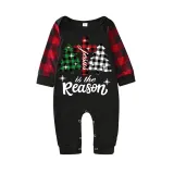 Christmas Matching Family Pajamas Jesus Is The Reason Christmas Trees Seamless Reindeer Black Pajamas Set