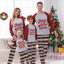 Christmas Matching Family Pajamas Jesus Is The Reason To The Season Seamless Reindeer Gray Pajamas Set