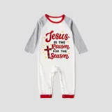 Christmas Matching Family Pajamas Jesus Is The Reason To The Season Seamless Reindeer White Pajamas Set
