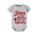 Christmas Matching Family Pajamas Jesus Is The Reason To The Season Seamless Reindeer Gray Pajamas Set