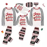 Christmas Matching Family Pajamas Jesus Is The Reason To The Season Seamless Reindeer White Pajamas Set