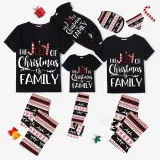 Christmas Matching Family Pajamas The Joy Of Christmas Is Family Seamless Reindeer Black Pajamas Set