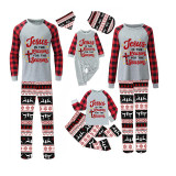Christmas Matching Family Pajamas Jesus Is The Reason To The Season Seamless Reindeer Gray Pajamas Set