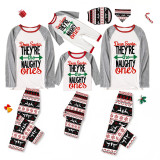 Christmas Matching Family Pajamas Dear Santa They're The Naughty Ones Gray Pajamas Set