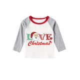 Christmas Matching Family Pajamas Santa Claus Love Slogan Gray Pajamas Set