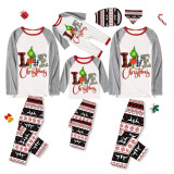 Christmas Matching Family Pajamas Love Monster Slogan Gray Pajamas Set