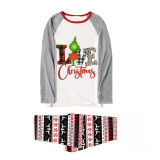 Christmas Matching Family Pajamas Love Monster Slogan Gray Pajamas Set
