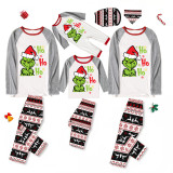 Christmas Matching Family Pajamas Ho Ho Ho Green Monster Gray Pajamas Set