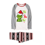 Christmas Matching Family Pajamas Ho Ho Ho Green Monster Gray Pajamas Set