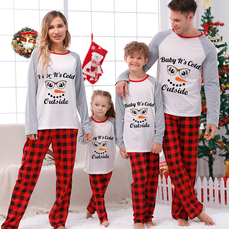 Christmas Matching Family Pajamas Baby It's Cold Outside Gray Pajamas Set