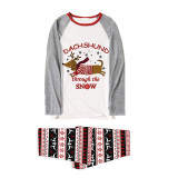 Christmas Matching Family Pajamas Dachshund Through The Snow Gray Pajamas Set