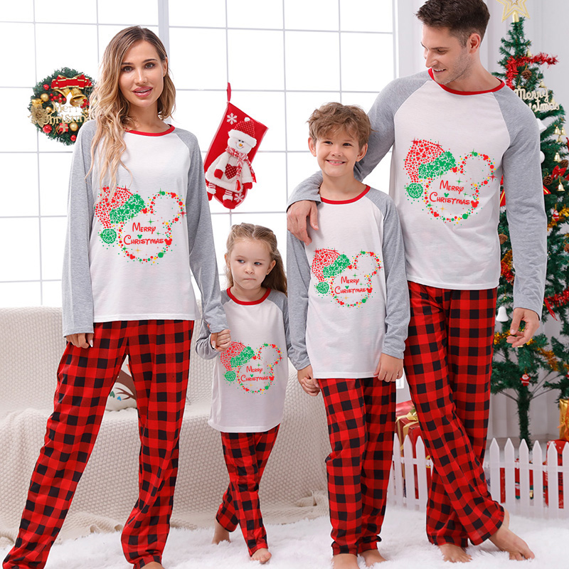 Christmas Matching Family Pajamas Cartoon Mouse Gray Pajamas Set