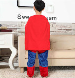 Kids Blue Onesie Kigurumi Pajamas With Cape Costumes for Unisex Children