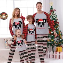Christmas Matching Family Pajamas Cartoon Mouse With Christmas Hat Seamless Reindeer White Pajamas Set