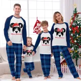 Christmas Matching Family Pajamas Cartoon Mouse With Christmas Hat Blue Pajamas Set