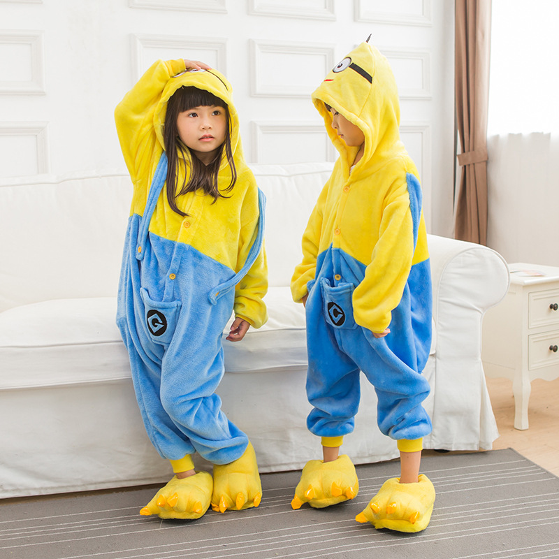 Kigurumi Pajamas Yellow Cartoon Onesie Cosplay Costume Pajamas For Kids