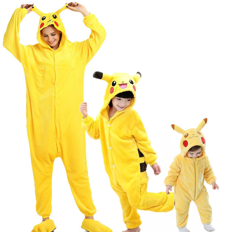 Family Kigurumi Pajamas Yellow Onesie Cosplay Costume Pajamas For Kids and Adults