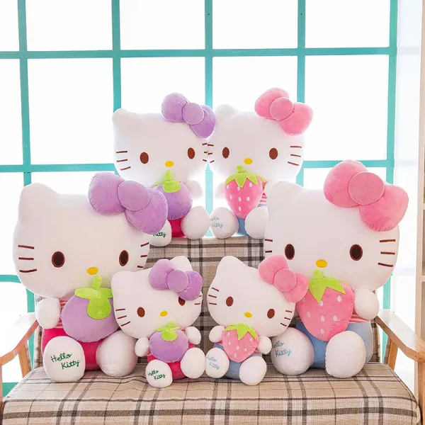 Cute Cat Fruits Strawberry Grape Soft Stuffed Plush Animal Doll for Kids Gift