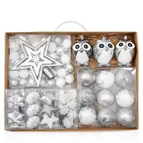 Merry Christmas Stars Flower Painted Christmas Tree Ornaments Hanging Balls Decoration