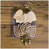 Christmas 12 Pieces Wood Hollow Out Heart and Snowflake Christmas Ornament Decoration