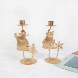 Christmas Metal Santa Claus and Bowknot Candlestick Christmas Home Ornament Decoration