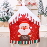 Christmas Cartoon Santa and Deer Woven Chair Covers Christmas Home Decor