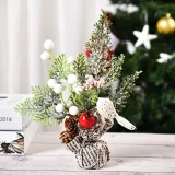 Christmas Artificial Handwork Flowers with Pine Wooden Plate Christmas Decoration Ornament