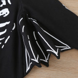 Baby Skull Patterns Printed Long Sleeve Bat Bodysuit Set