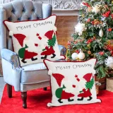 Merry Christmas Gnome Embroidery Pillowcase Christmas Home Decoration