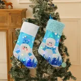 Christmas LED Light Up Blue Santa Claus Socks Christmas Ornament Decoration