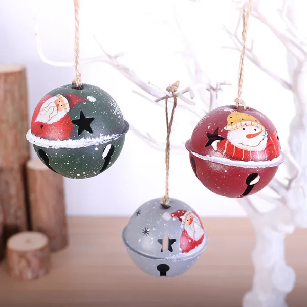 Merry Christmas Santa Claus Painted Bell Christmas Ornament Decoration