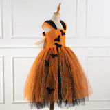 Sequins Cartoon Black Bat Long Dress Halloween Cospaly Carnival Party Princess Ballet Dress Tutu Dress