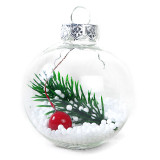 Merry Christmas 6 Pieces 6cm Transparent Filament Christmas Tree Ornaments Hanging Balls Decoration