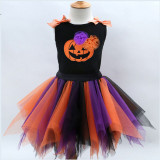 Funny Colorful Pumpkin Skull Cute Costume Halloween Cospaly Carnival Party Tutu Dress