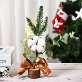 Christmas Artificial Handwork Flowers with Pine Wooden Plate Christmas Decoration Ornament