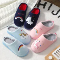 Toddler Kids Unisex Cartoon Animals Dinosaurs Cotton Plush Winter Home Slipper