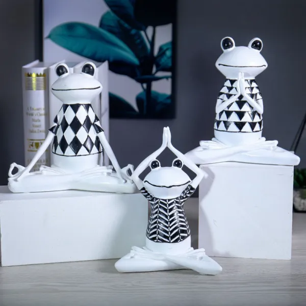 Home Yoga Frog Ornament Desktop Craft Ornament Figure Statue