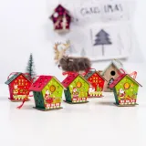 Christmas LED Light Up Santa Claus Wood House Christmas Ornament Decoration