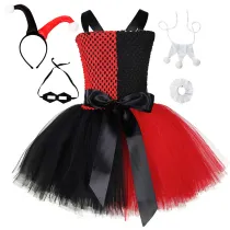 5 PCS Harley Quinn Suicide Squad Dress Costume Halloween Cospaly Carnival Party Toddler Girls Tutu Dress Set